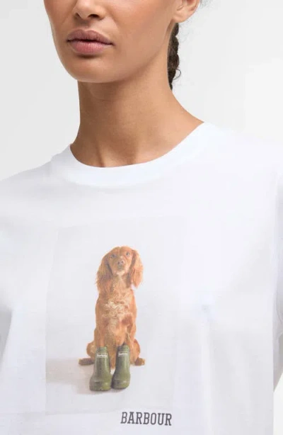 Barbour Bedale Cotton T Shirt With Print In White