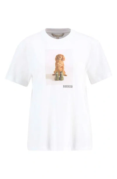 Barbour Bedale Cotton T Shirt With Print In White
