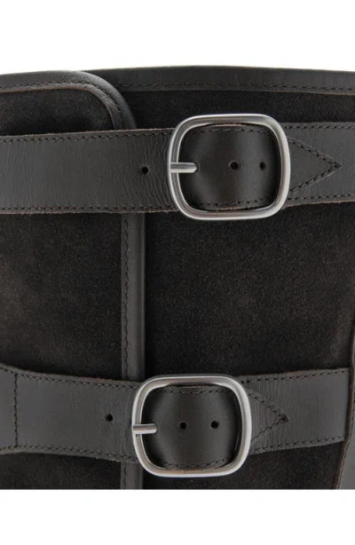 Mango Suede Buckle Boot In Black