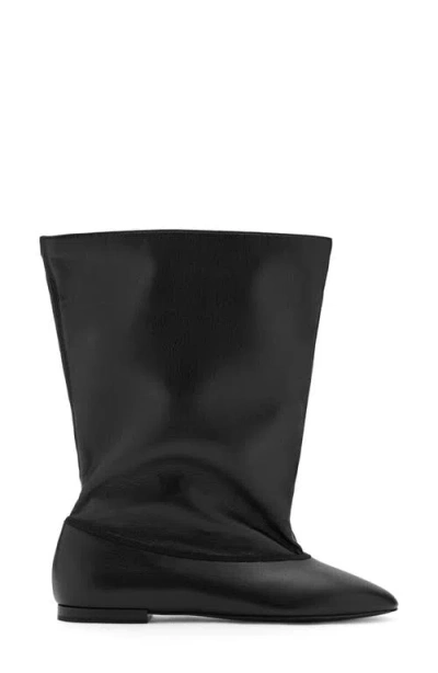Mango Wide Leg Boot In Black