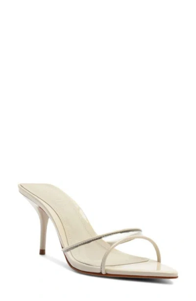 Schutz 75mm Elodie Vinyl Metallic Leather Mules In Silver