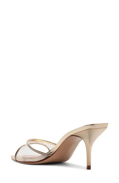 Schutz 75mm Elodie Vinyl Metallic Leather Mules In Silver