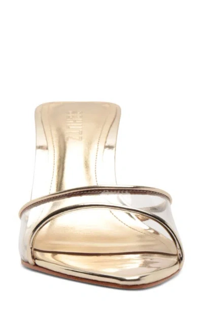 Schutz 75mm Elodie Vinyl Metallic Leather Mules In Silver