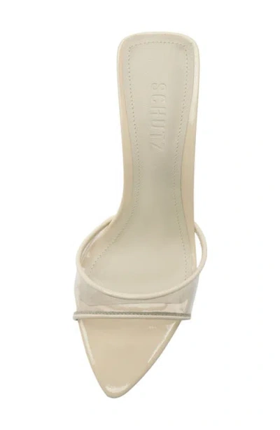 Schutz 75mm Elodie Vinyl Metallic Leather Mules In Silver
