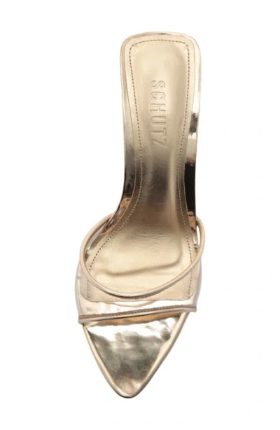Schutz 75mm Elodie Vinyl Metallic Leather Mules In Silver