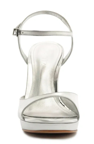 Schutz 115mm Scarlett Metallic Leather Platform Sandals In White