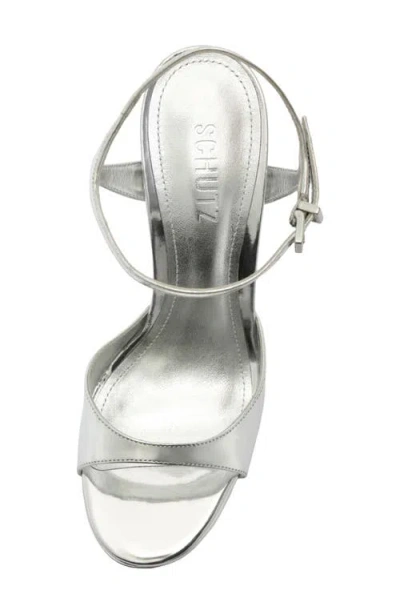 Schutz 115mm Scarlett Metallic Leather Platform Sandals In White