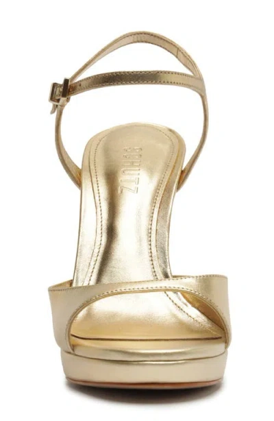 Schutz Scarlett Metallic Leather Platform Sandals In Silver