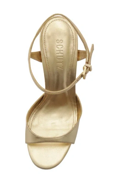 Schutz Scarlett Metallic Leather Platform Sandals In Silver