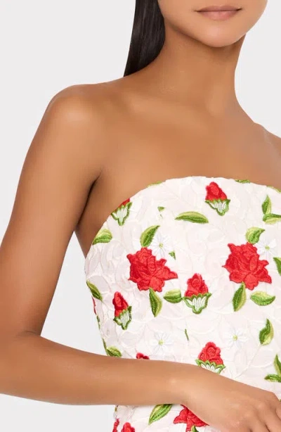 Milly Kait Embroidered Strapless Midi Dress In Multi
