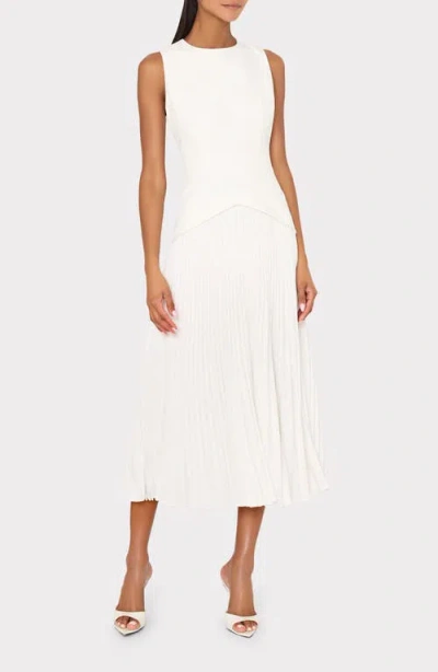 Milly Haddy Pleated Midi Dress In White