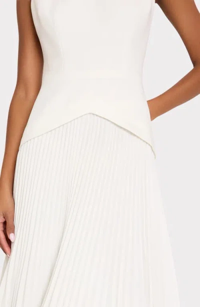Milly Haddy Pleated Midi Dress In White
