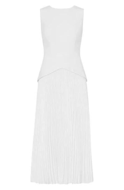 Milly Haddy Pleated Midi Dress In White