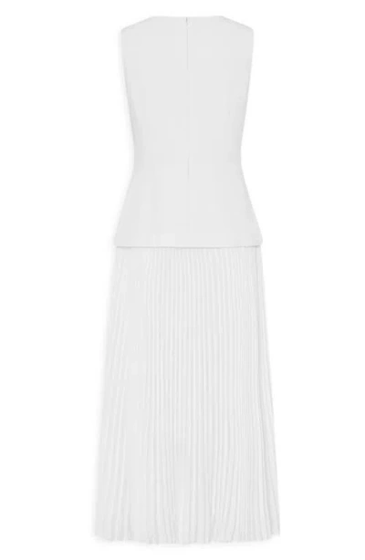Milly Haddy Pleated Midi Dress In White