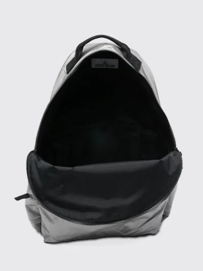 Stone Island Backpack Adjustable Straps Front Zip Pocket Handle In Gray