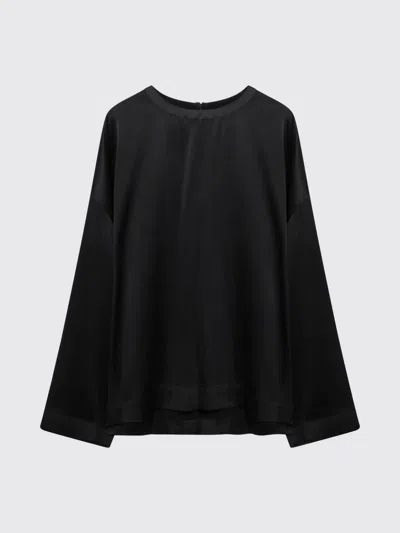 Totême Womens Black Boxy-fit Long-sleeves Woven Top