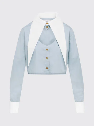 Vivienne Westwood Heart Cut Cropped Shirt Long Sleeves Buttons In Blue