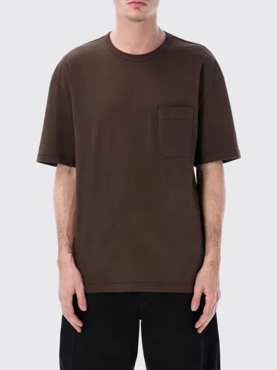 Lemaire Short-sleeved Boxy T-shirt In Heavy Jersey In Brown