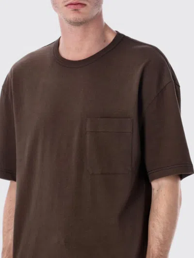 Lemaire Short-sleeved Boxy T-shirt In Heavy Jersey In Brown