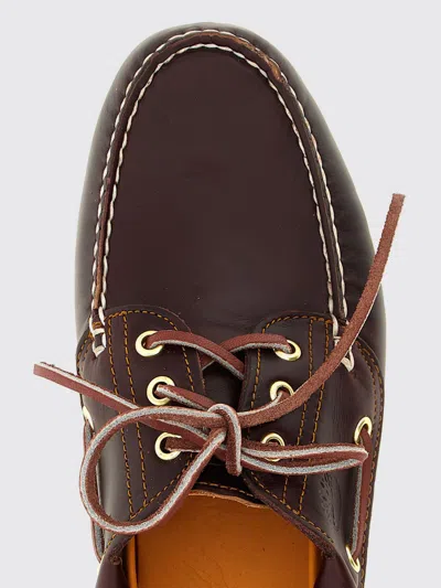Timberland Authentic Brown Loafers With Embossed Logo On The Side In Leather Man In Burgundy