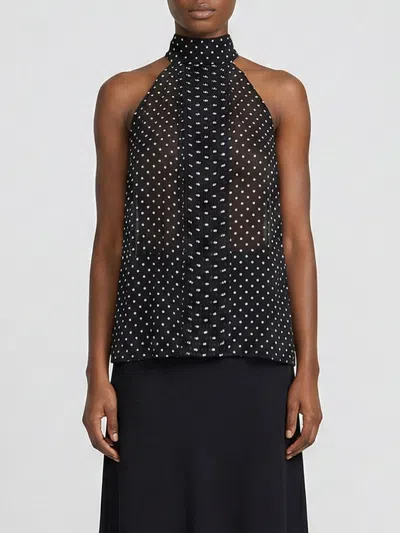 Tom Ford Black Sleeveless Top With Halterneck And All-over Polka Dot Motif In Silk Woman