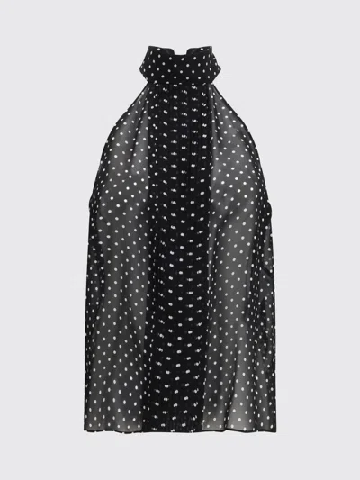 Tom Ford Black Sleeveless Top With Halterneck And All-over Polka Dot Motif In Silk Woman