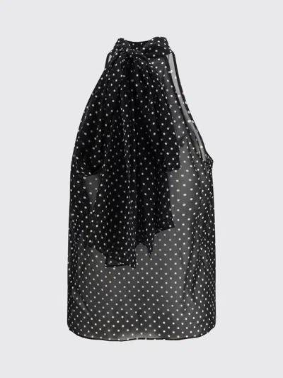 Tom Ford Black Sleeveless Top With Halterneck And All-over Polka Dot Motif In Silk Woman