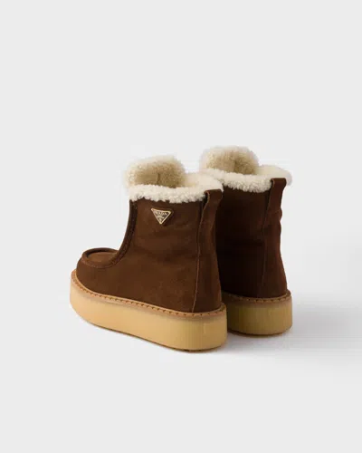 Prada Suede Ankle Boots In Black