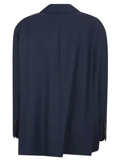 Brunello Cucinelli Buttoned Flap-pocket Blazer In Blue