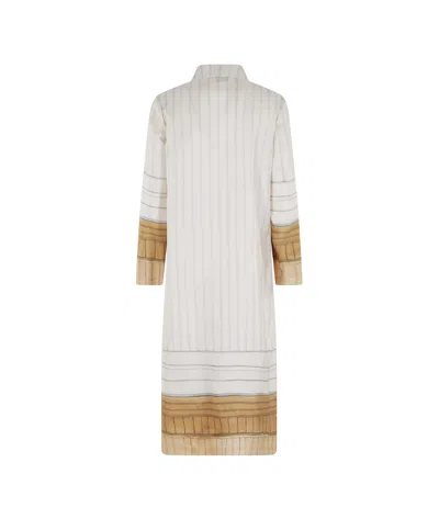 Alysi Single Breasted Striped Coat In White