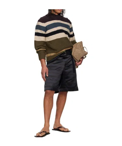 Sacai Multicolor Horizontal Stripe Knit Pullover Sweater In Brown