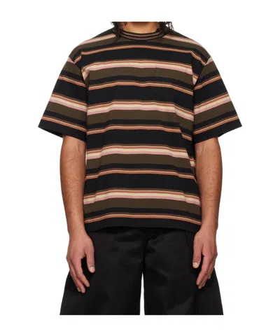 Sacai Multicolor Horizontal Stripe T-shirt In Multi