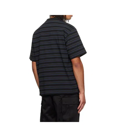 Sacai Navy Horizontal Stripe T-shirt In Gray
