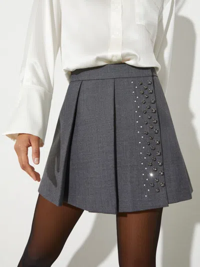 Maxco. Rhinestone Mini Skirt In Gray