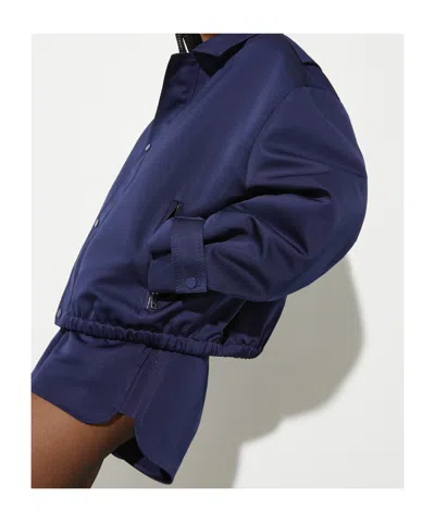 Maxco. Duchesse Satin Bomber Jacket In Blue