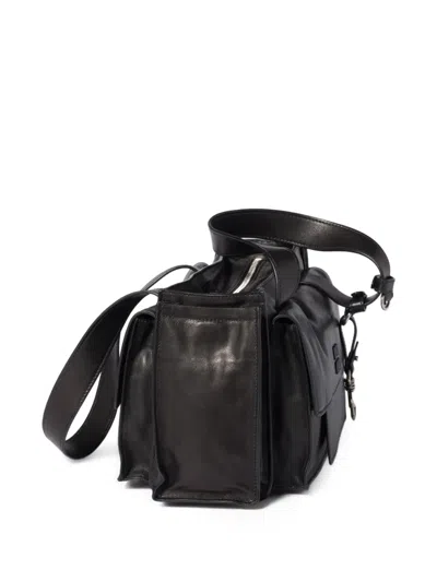 Miu Miu Shoulder Bag Adjustable Strap Front And Side Pockets In Black