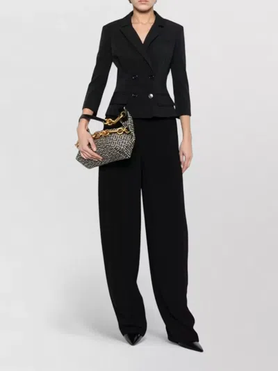 Elisabetta Franchi Jacket In Stretch Technical Fabric With Belt In Blue