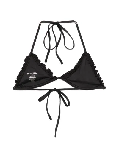 Frankies Bikinis Nick Ruffled Bikini Top In Animal Print