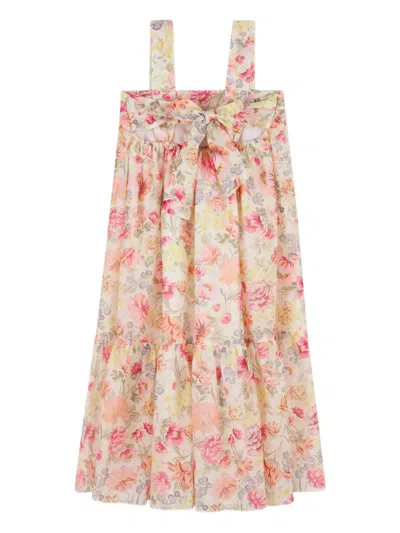 Chloé Floral-print Dress In Neutral