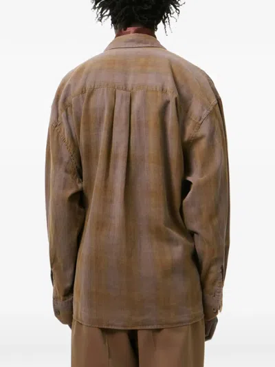 Our Legacy Mens Dakota Flannel Check Checked Relaxed-fit Cotton Shirt In Brown