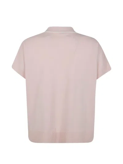 Aspesi V-neck Sweater With Collar In Pure Cotton Yarn In Pink