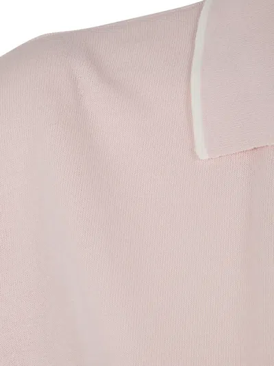 Aspesi V-neck Sweater With Collar In Pure Cotton Yarn In Pink