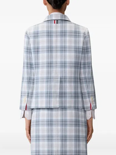 Thom Browne Short Plaid Blazer In Blue