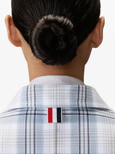 Thom Browne Short Plaid Blazer In Blue