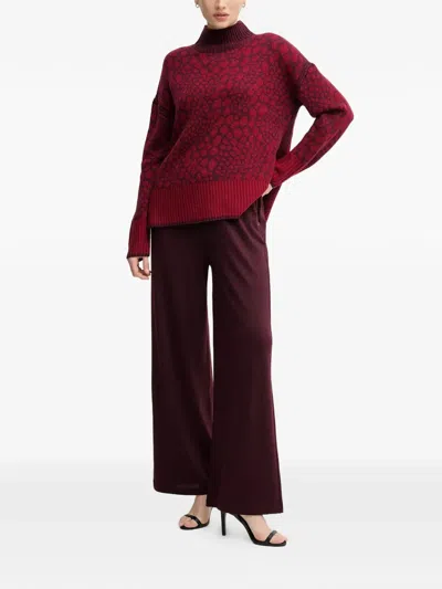 Marc Aurel Patterned Funnel-neck Sweater In Red