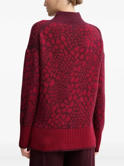 Marc Aurel Patterned Funnel-neck Sweater In Red