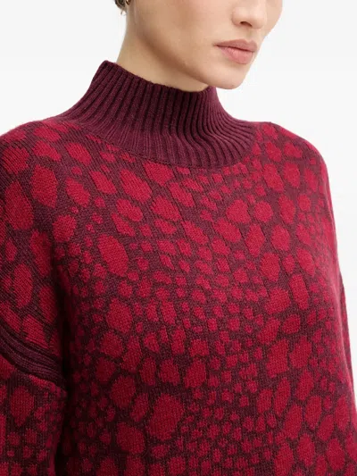 Marc Aurel Patterned Funnel-neck Sweater In Red
