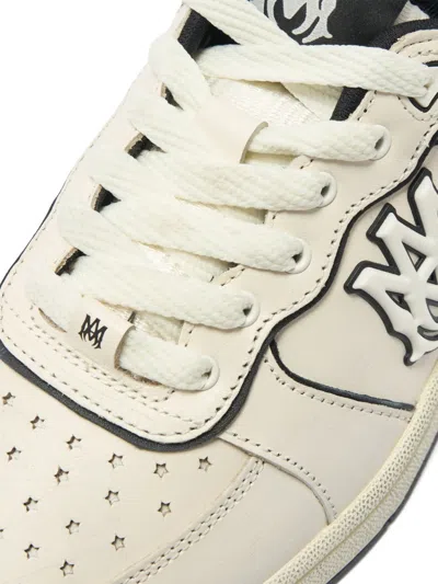 Amiri Newport White Sneakers Low Top With Logo Patch On The Side And Contrasting Heel With Leather Logo Le In White