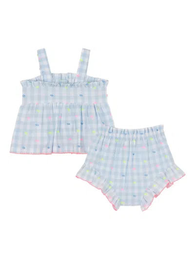 Billieblush Ruffled Check-pattern Shorts Set In Blue