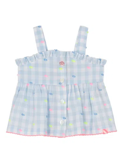 Billieblush Ruffled Check-pattern Shorts Set In Blue